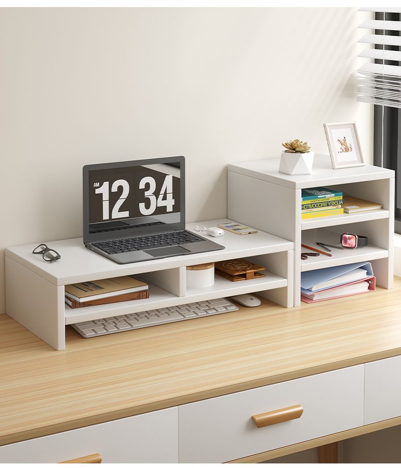 Ergonomic Monitor Riser Stand with Keyboard Storage & Desk Organizer