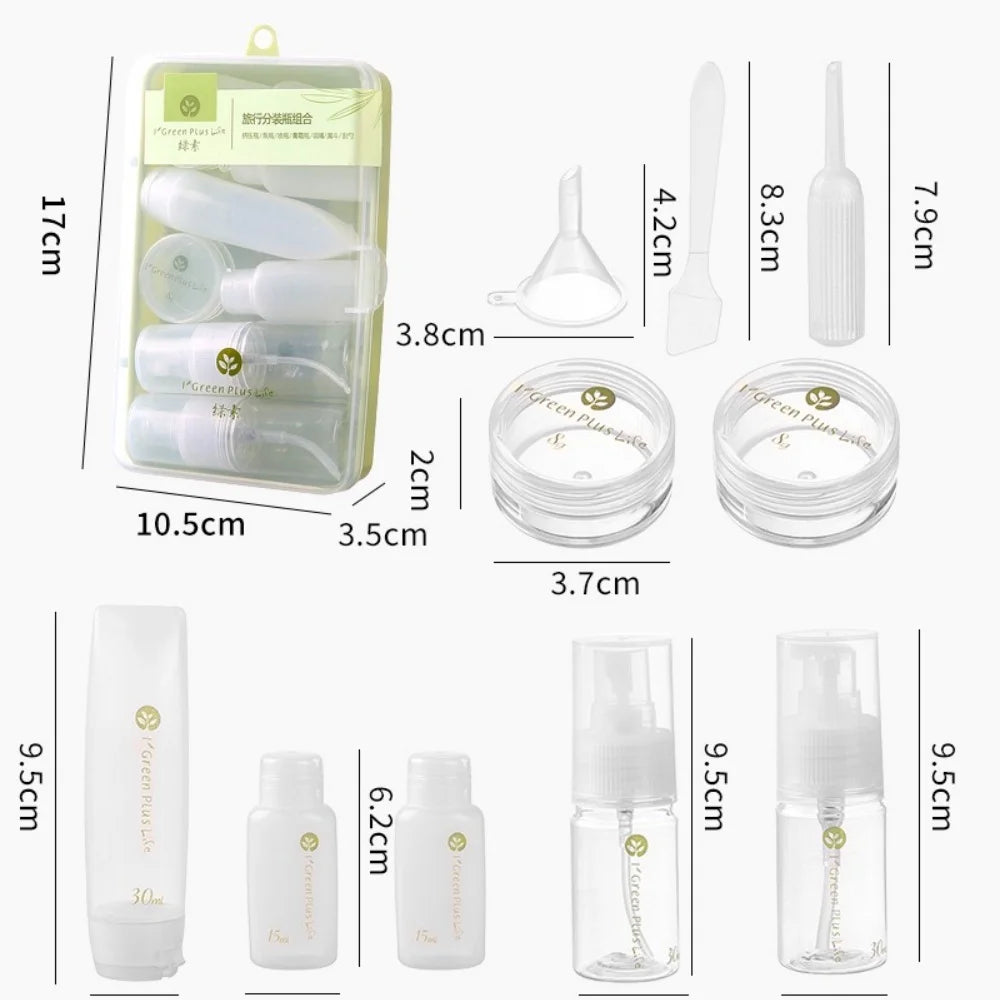 10-Pack Leak-Proof Travel Toiletry Bottles Refillable Container Kit
