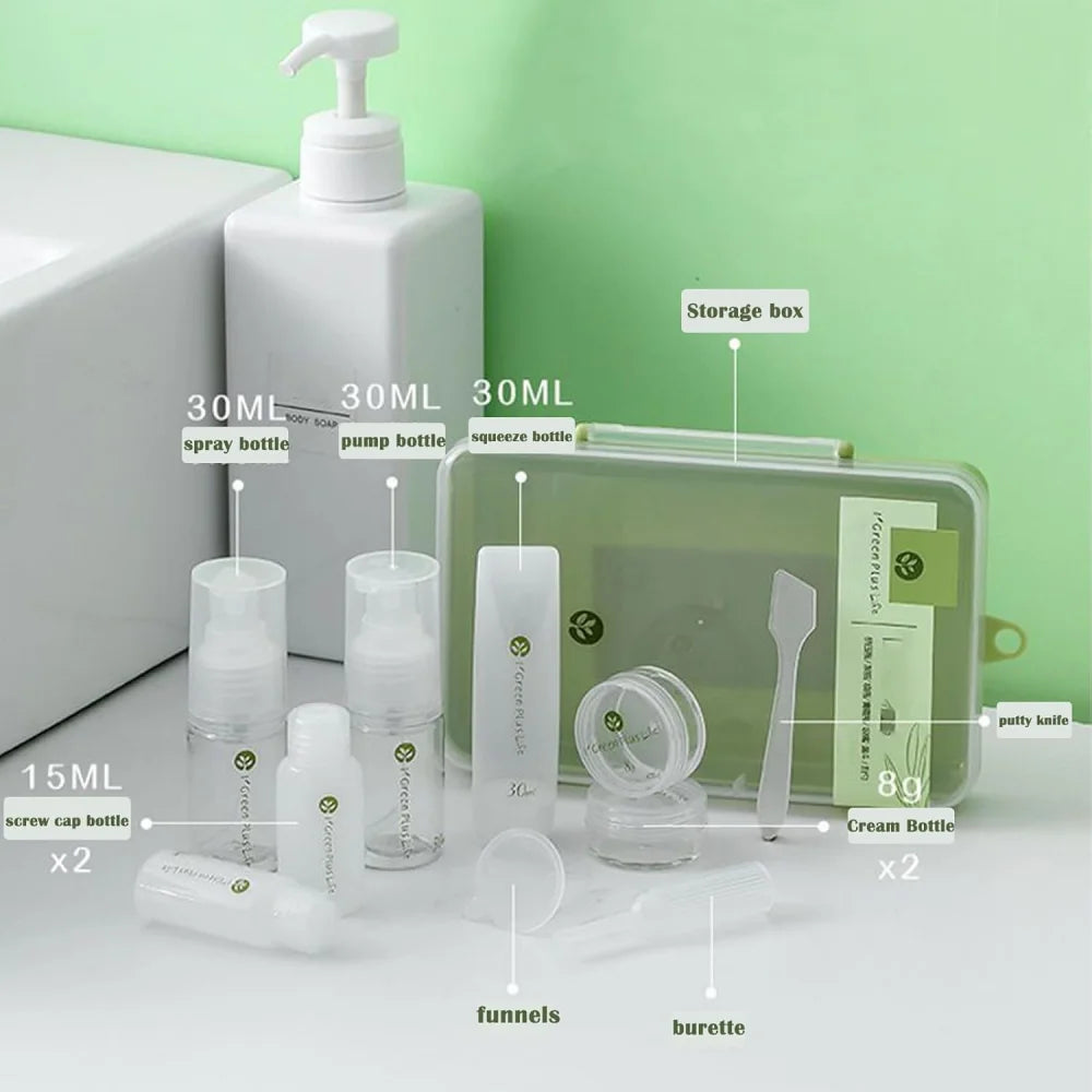 10-Pack Leak-Proof Travel Toiletry Bottles Refillable Container Kit