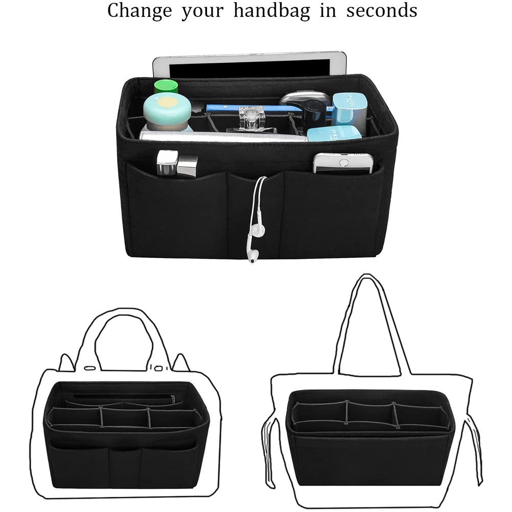 Felt Handbag Organizer – Multi-Pocket Insert for Cosmetics, Travel & Everyday Use