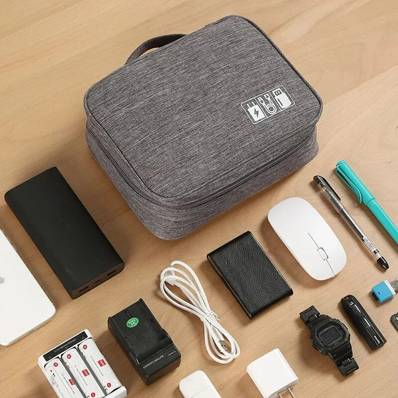 Large Capacity Multifunctional Electronic Organizer Travel Bag for Power Bank & Cables