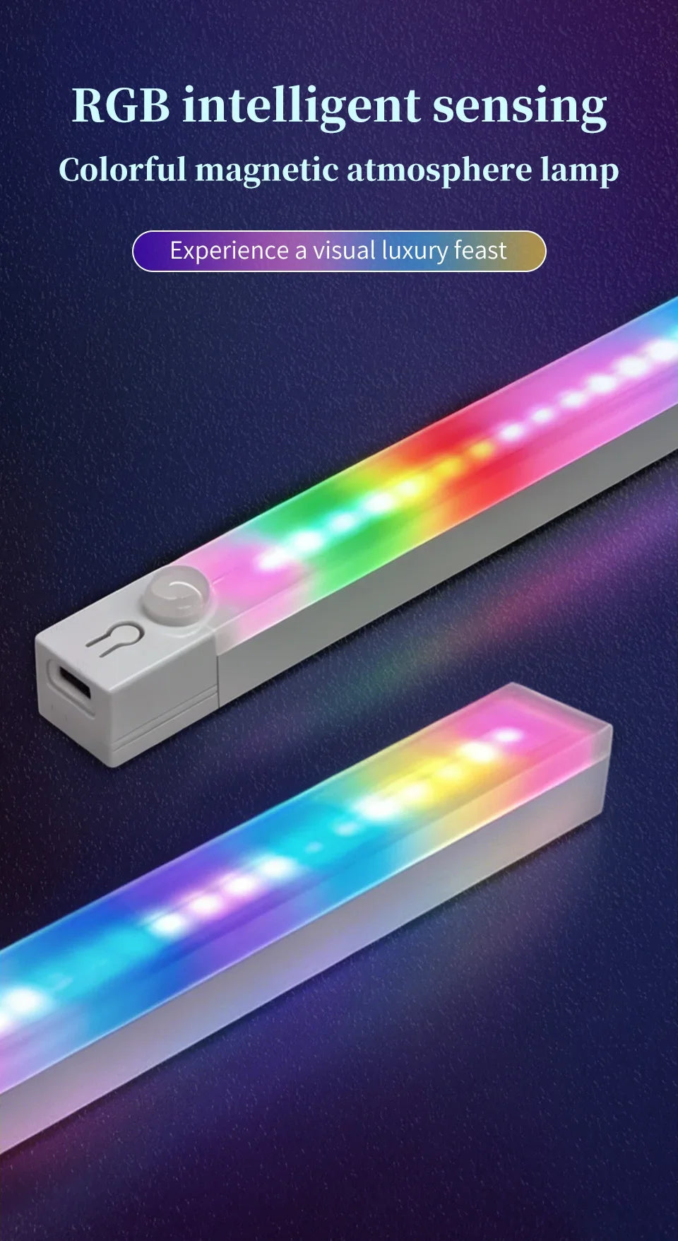 RGB Motion Sensor LED Light Bar – 5 Modes, Rechargeable, Gaming & Decor