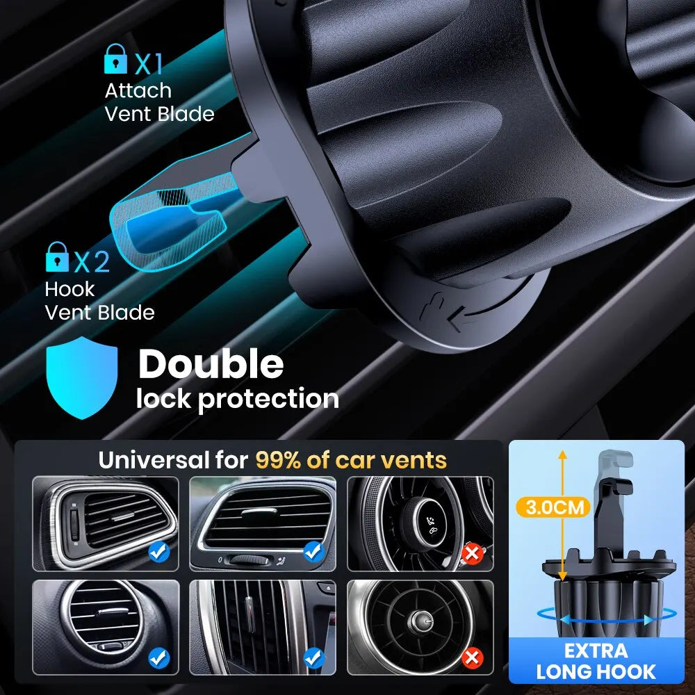 TOPK Magnetic Car Phone Holder | 6 N52 Magnets | Air Vent Mount | Universal Fit