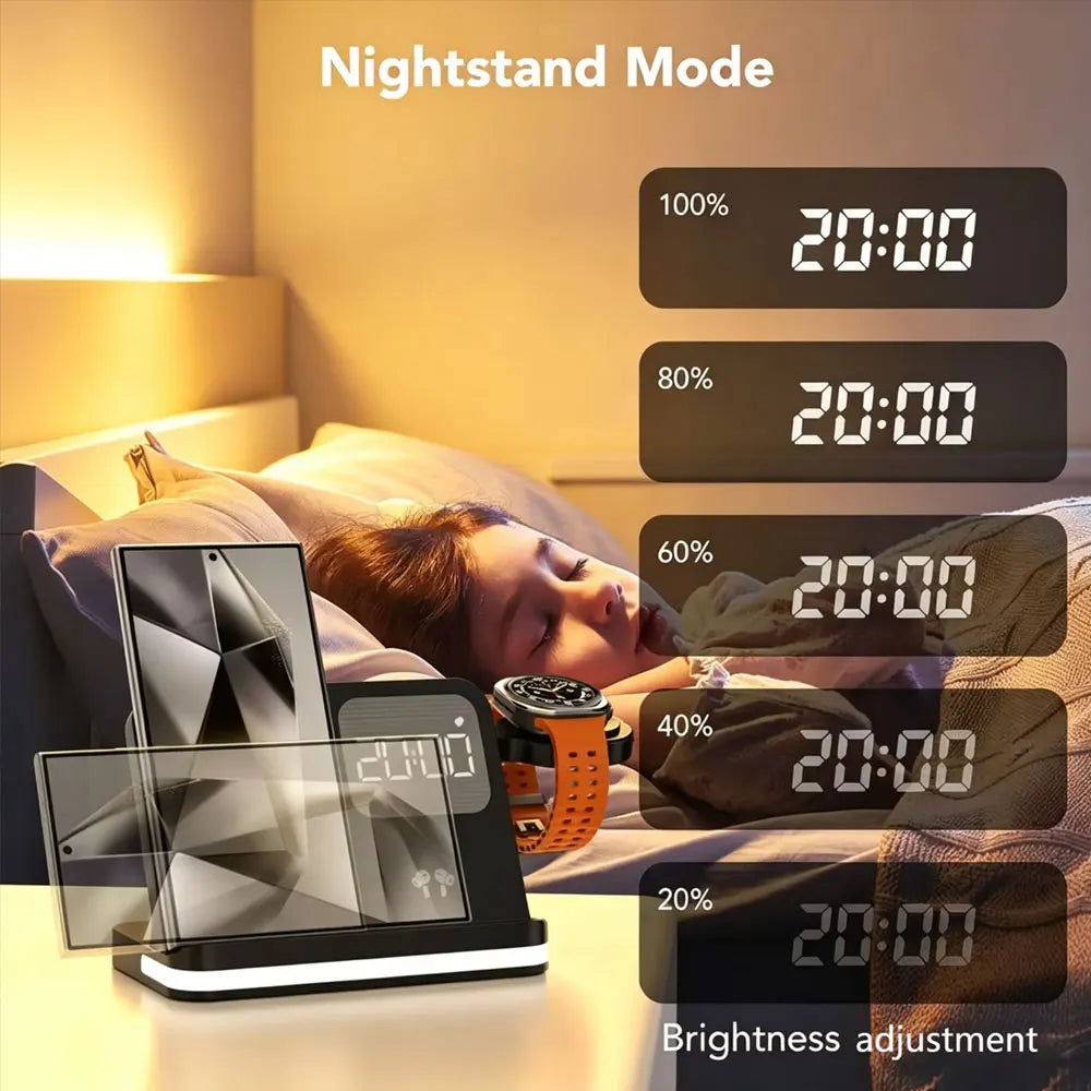 4-in-1 Wireless Charging Station with Alarm Clock Samsung