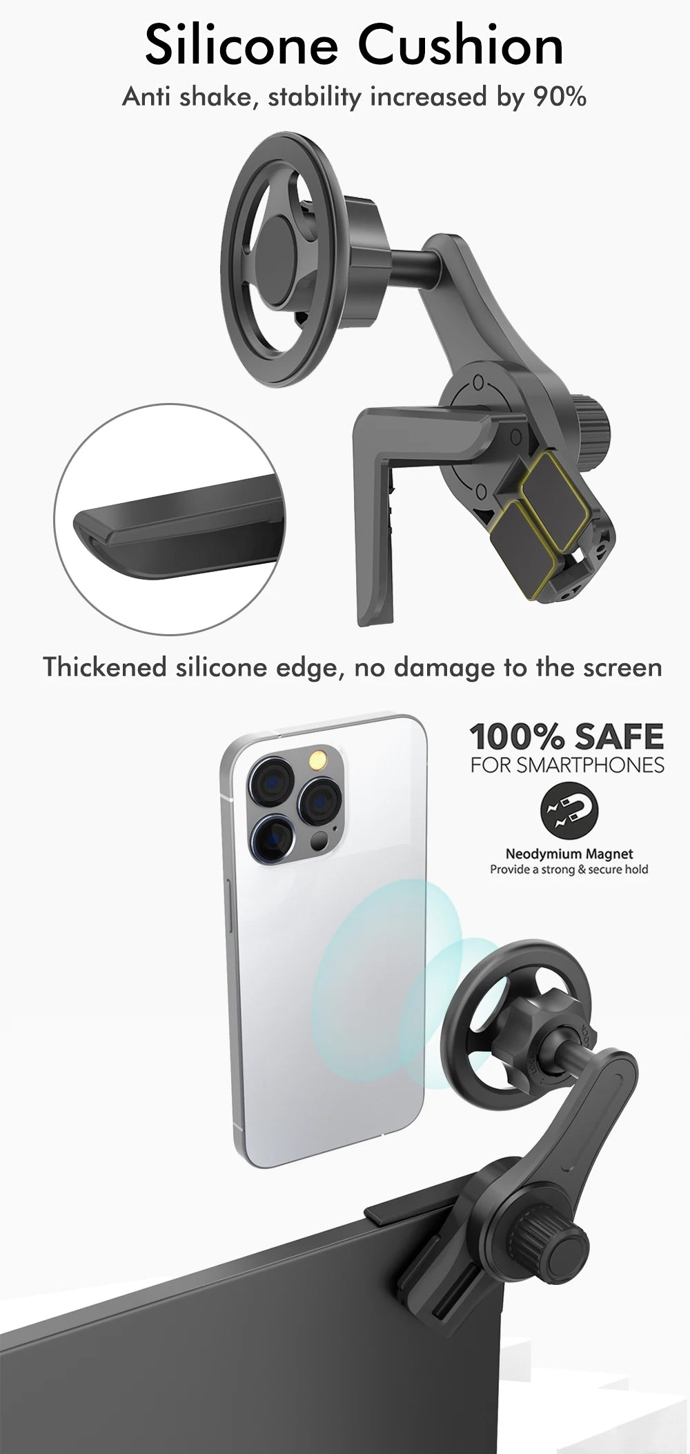 Magnetic Car Phone Holder | 360° Rotation | Foldable Dashboard Mount