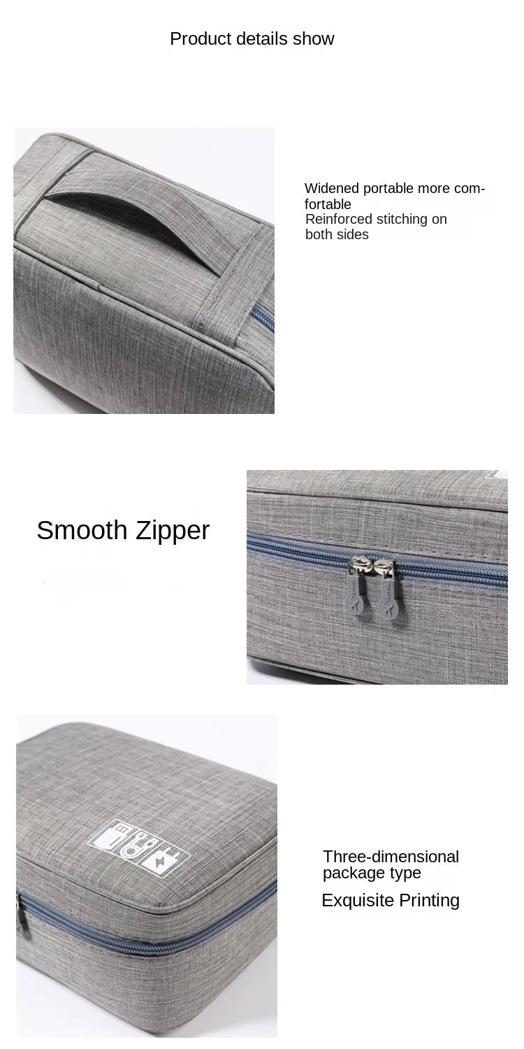 Waterproof Oxford Cable Storage Bag – Portable USB & Charger Travel Organizer