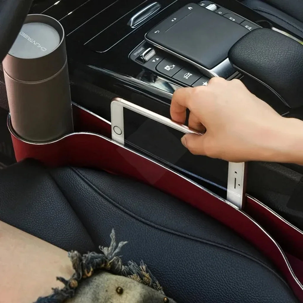 Car Seat Gap Filler Organizer 2-Pack – with Cup Holder & Phone Holder, Universal Fit