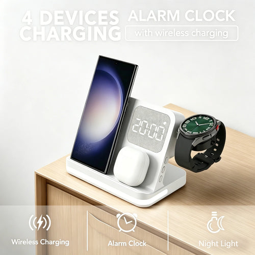 4-in-1 Wireless Charging Station with Alarm Clock Samsung