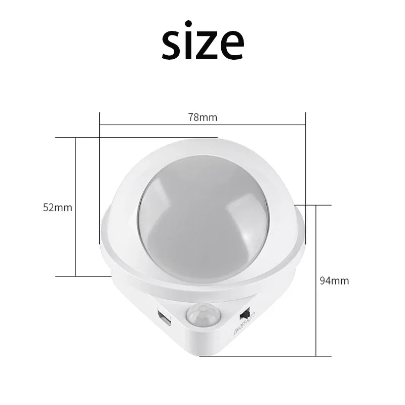 360° Motion Sensor LED Night Light – Touch Dimming, USB Rechargeable