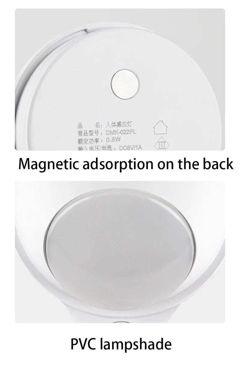360° Motion Sensor LED Night Light – Touch Dimming, USB Rechargeable