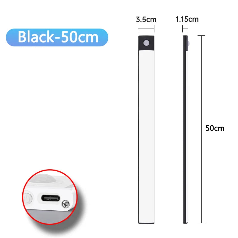 Slim Magnetic LED Strip Light – Motion Sensor, USB Rechargeable, 3-Color