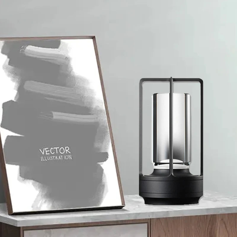 Industrial Cordless Table Lamp – RGB & 3-Color LED, Metal, Indoor & Outdoor