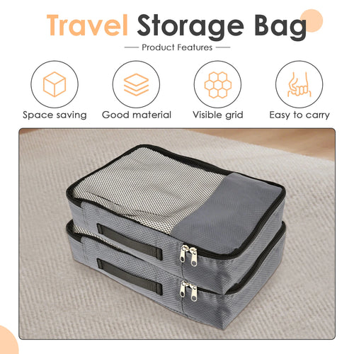 4-Piece Oxford Packing Cubes with Shoe Bag – Waterproof Mesh Travel Luggage Organizer