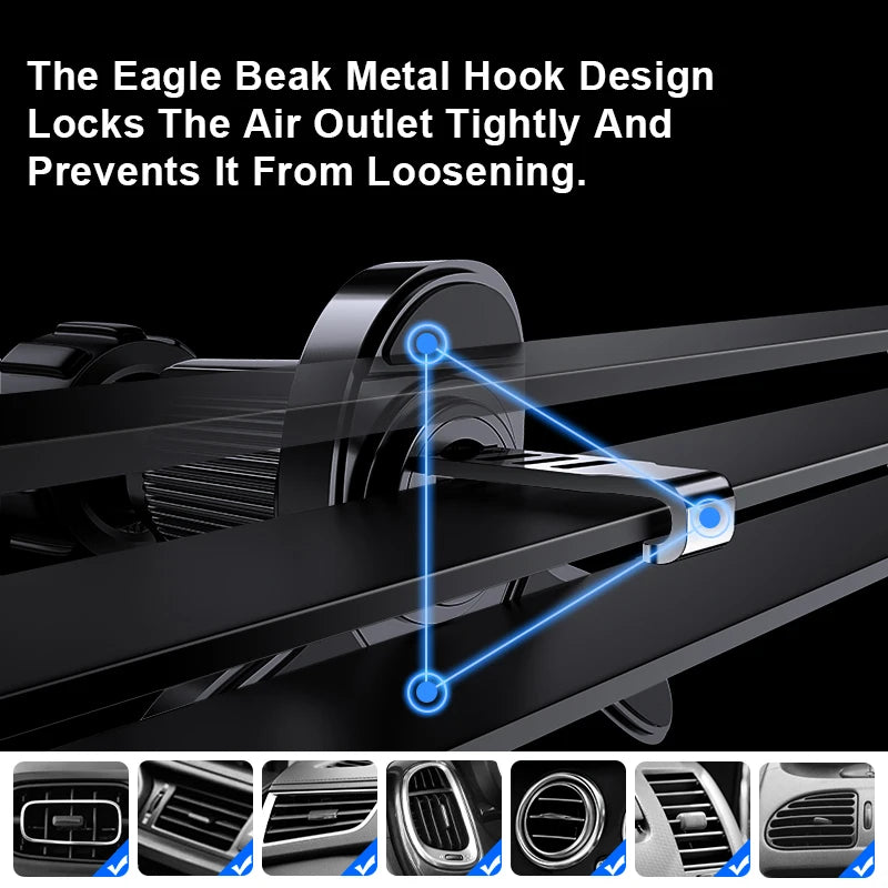 Upgraded Magnetic Car Phone Holder – 17 N52 Magnets, Air Vent Mount, 360° Universal