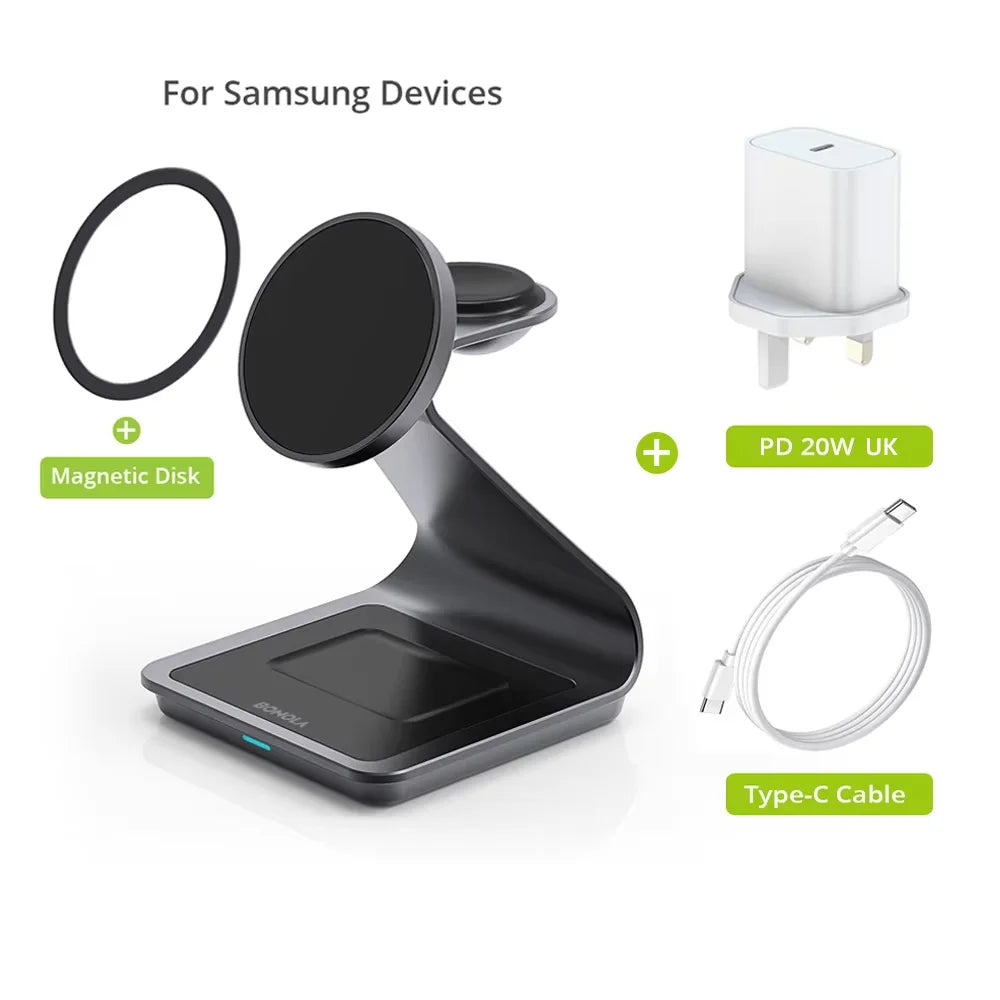 Magnetic 3-in-1 Wireless Charging Station for Samsung