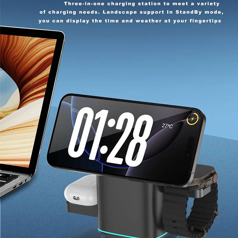 Qi2 3-in-1 Magnetic Wireless Charger with Auto-Rotation