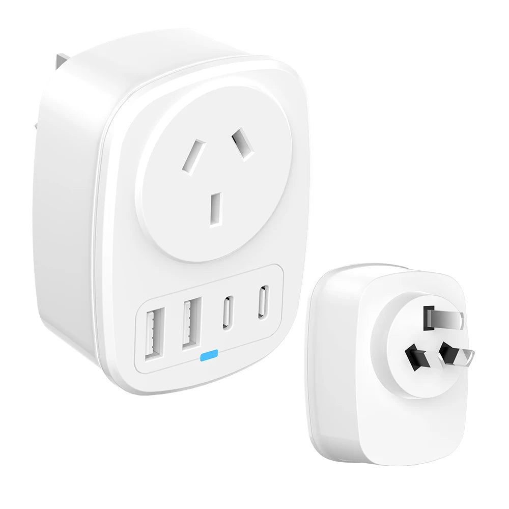 All-in-One Travel Adapter EU/UK/US/AU with 2 USB + 2 Type-C Ports