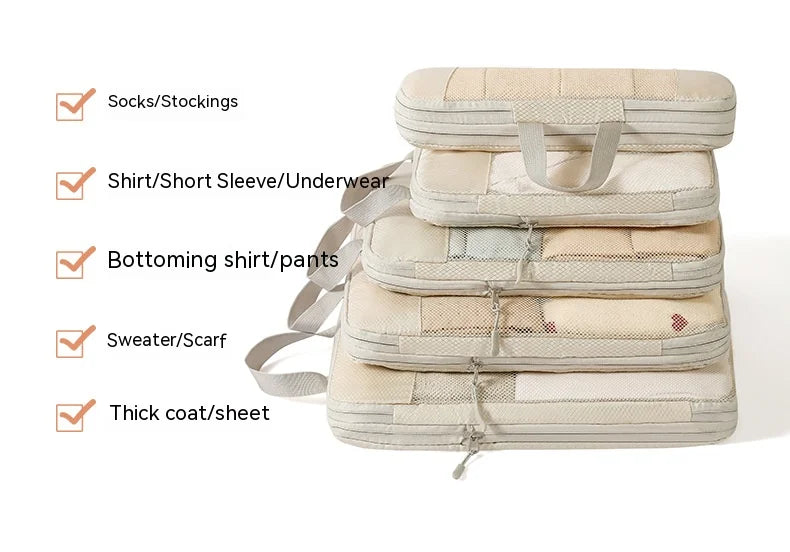Expandable Compression Packing Cubes – Lightweight Travel Organizer Set for Suitcases