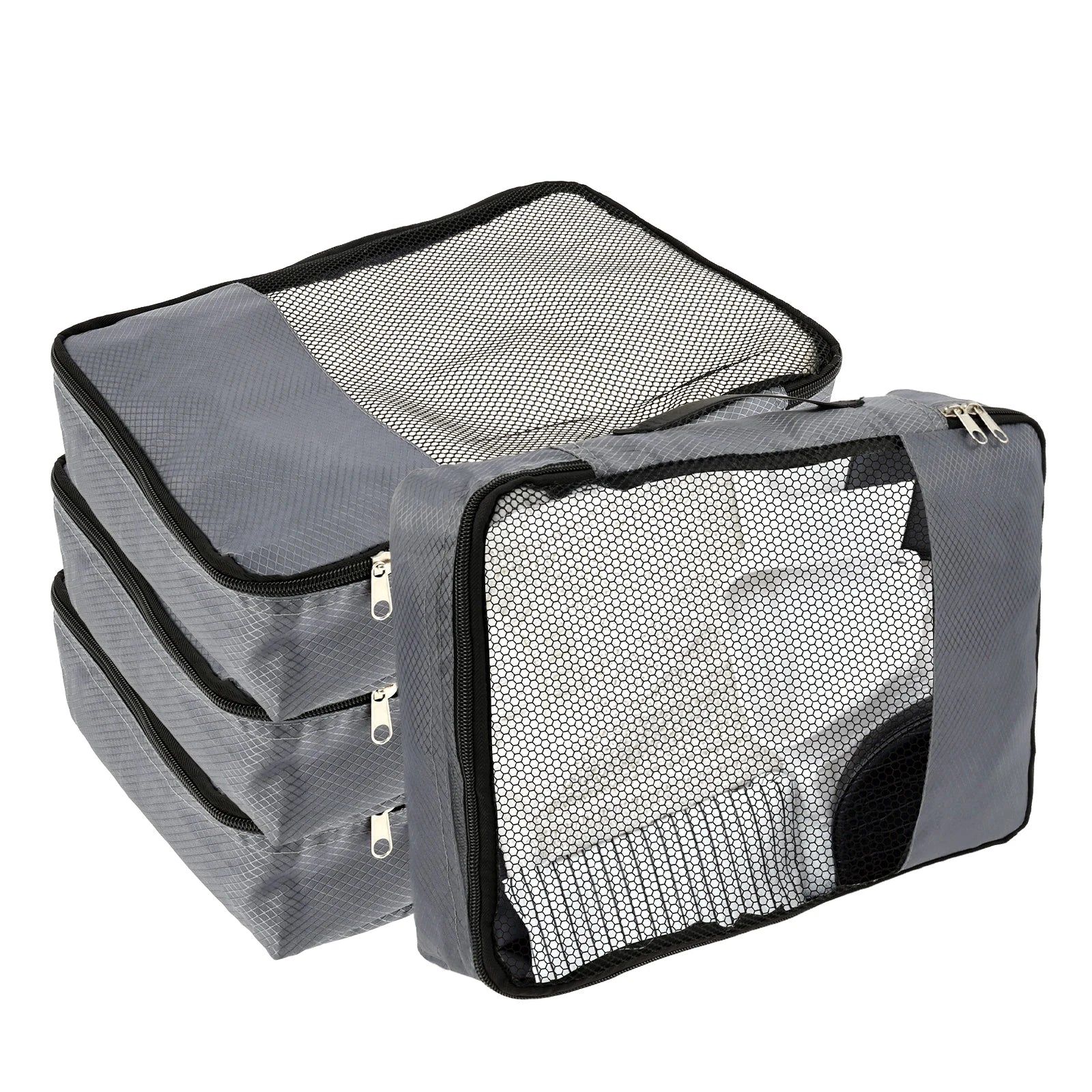 4-Piece Oxford Packing Cubes with Shoe Bag – Waterproof Mesh Travel Luggage Organizer
