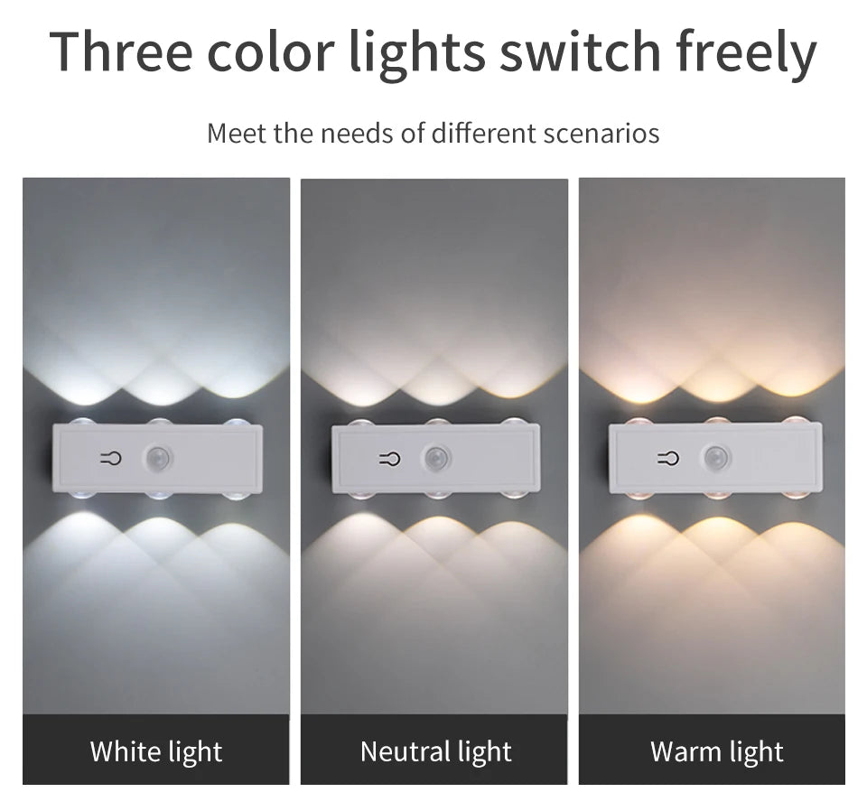 Magnetic Motion Sensor Night Light – RGB & 3-Color, Rechargeable, USB-C