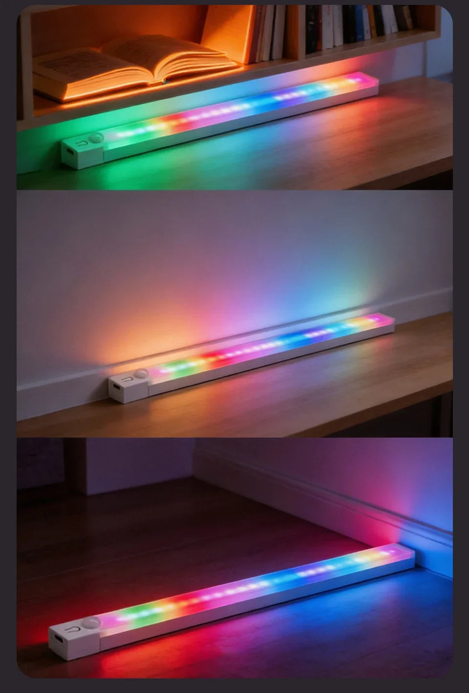 RGB Motion Sensor LED Light Bar – 5 Modes, Rechargeable, Gaming & Decor