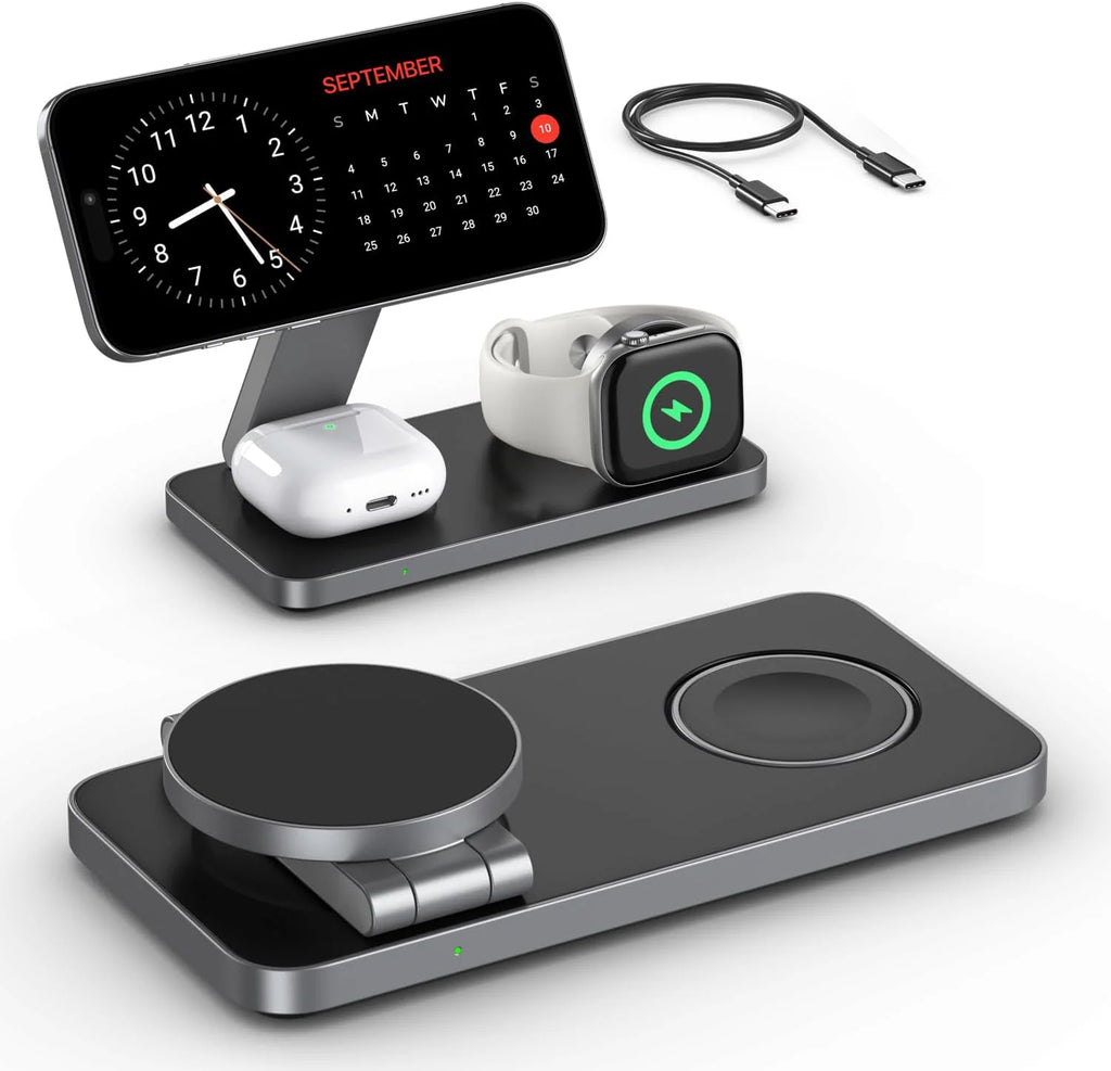 Foldable 3-in-1 Magnetic Wireless Charging Station