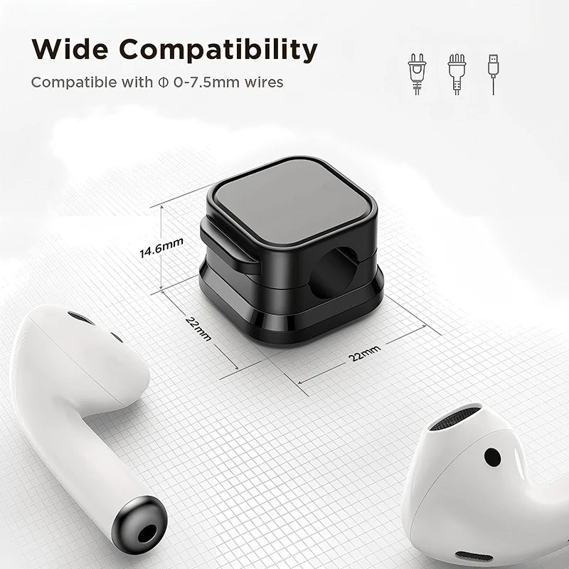 Adhesive Magnetic Cable Clips – Wire & Cord Organizer for Desk, Office & Home