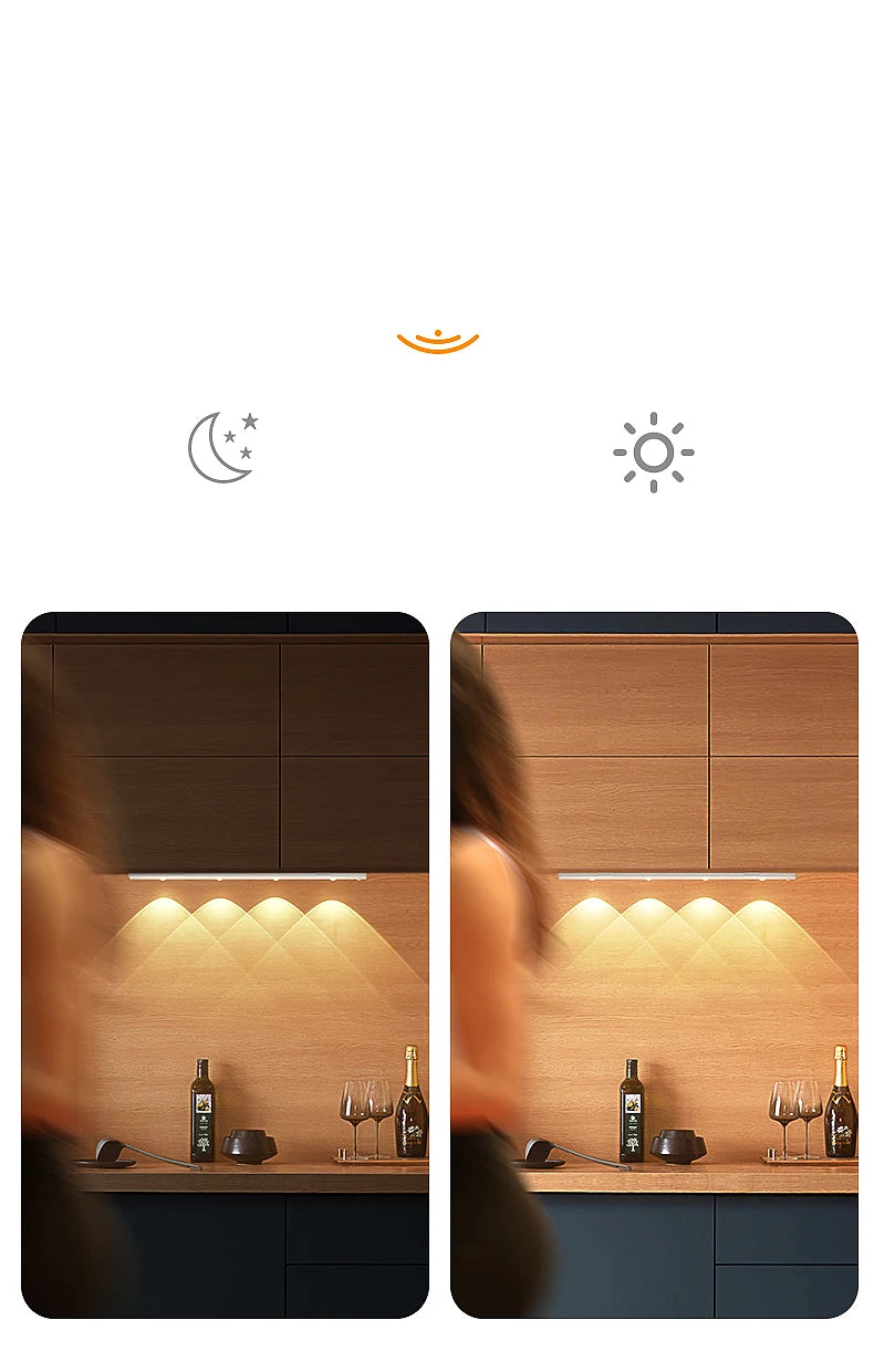 Wireless Motion Sensor LED Cabinet Light – 3 Color Temps, USB Rechargeable