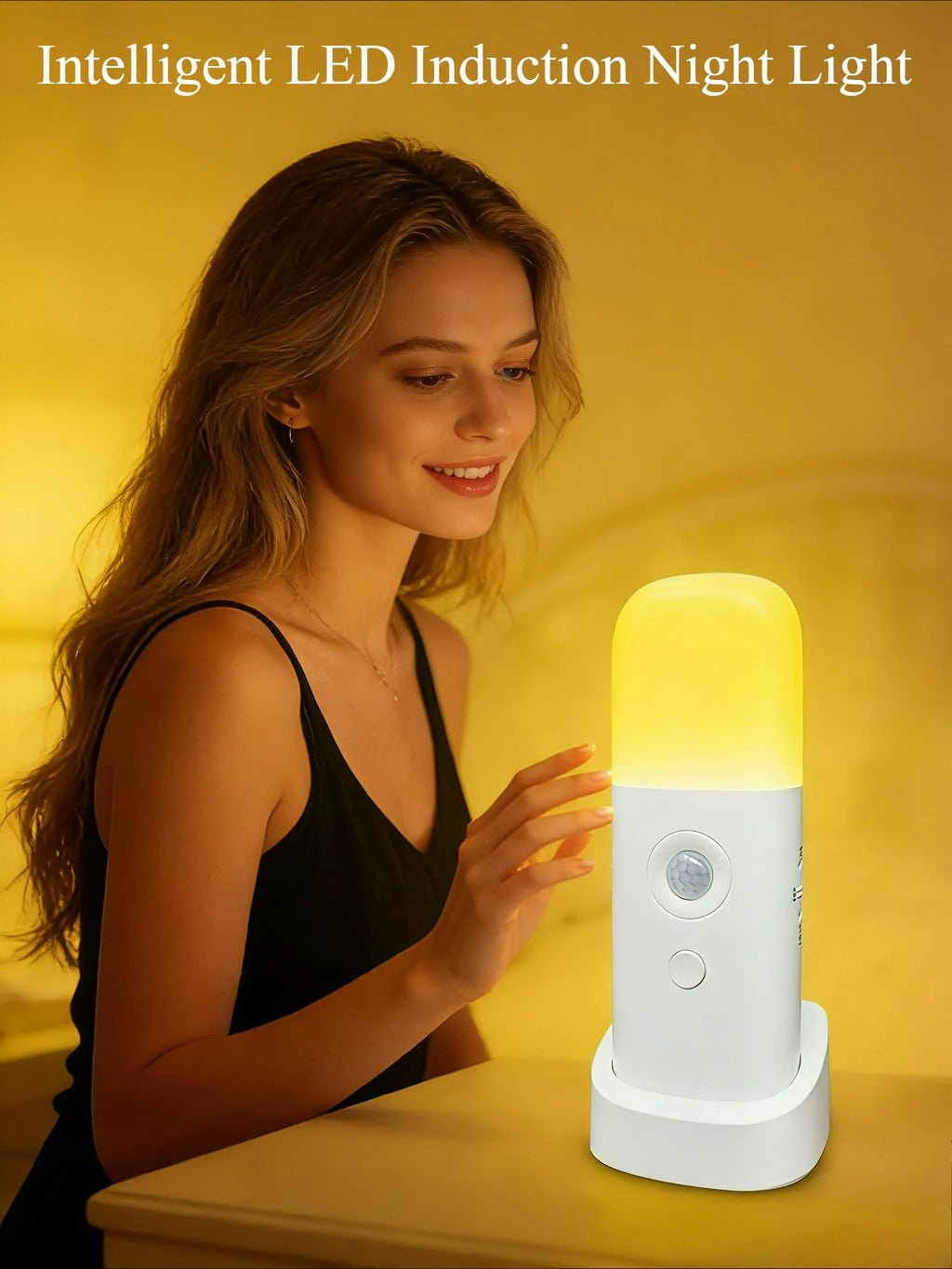 Motion Sensor Night Light Indoor USB Rechargeable Dimmable LED Light Portable Motion Activated Night Lamp for Kids Room Bedroom
