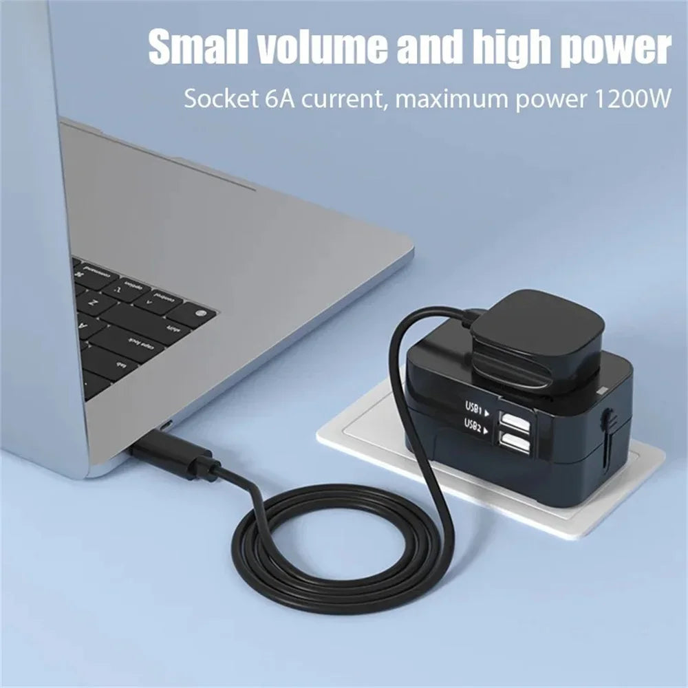 Universal Travel AC Power Adapter with Dual USB Ports – EU/US/UK/AU