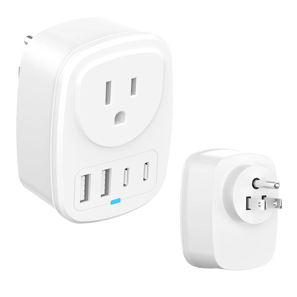 All-in-One Travel Adapter EU/UK/US/AU with 2 USB + 2 Type-C Ports