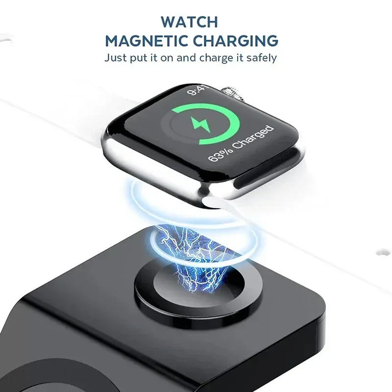 3 In 1 Magnetic Wireless Charger Stand For iPhone 13 14 15 16 Pro Max iWatch AirPods Station Dock MagSafe Fast Charging Station
