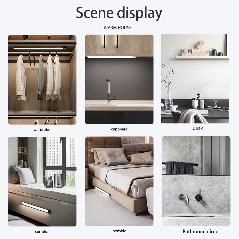 Aluminum Motion Sensor LED Cabinet Light – 3-in-1 Color, Magnetic Mount