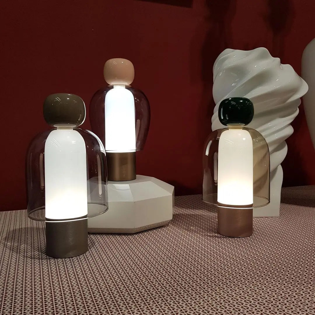 Nordic Glass Cordless Table Lamp – Rechargeable Bedside Desk Light