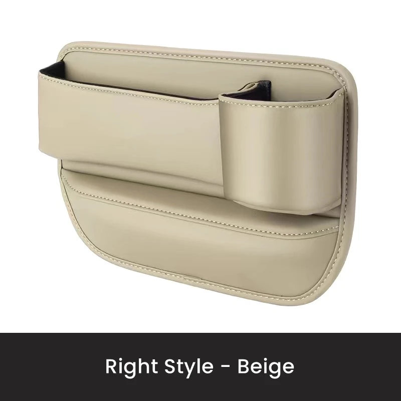 PU Leather Car Console Crevice Storage Box – Seat Gap Organizer with Cup Holder