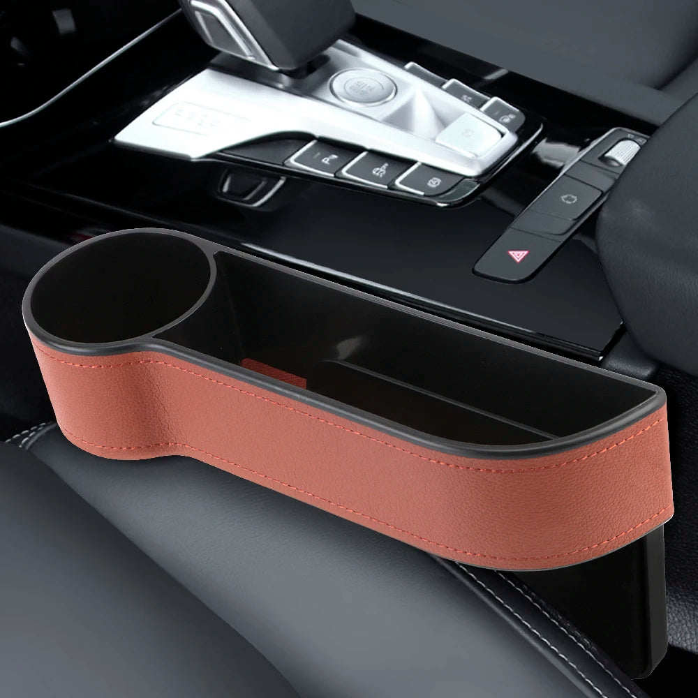 Leather Car Seat Gap Storage Box with Charging Hole