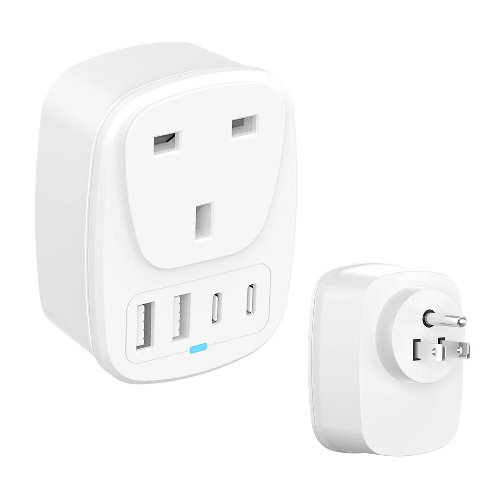 All-in-One Travel Adapter EU/UK/US/AU with 2 USB + 2 Type-C Ports