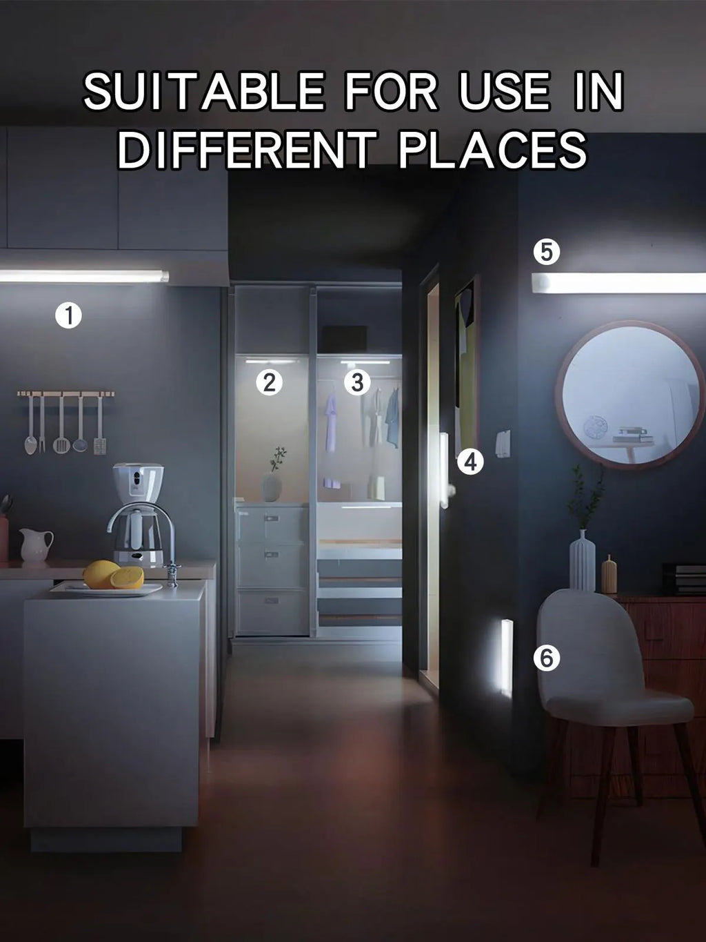 USB Rechargeable Motion Sensor LED Night Light – Dimmable, Wireless