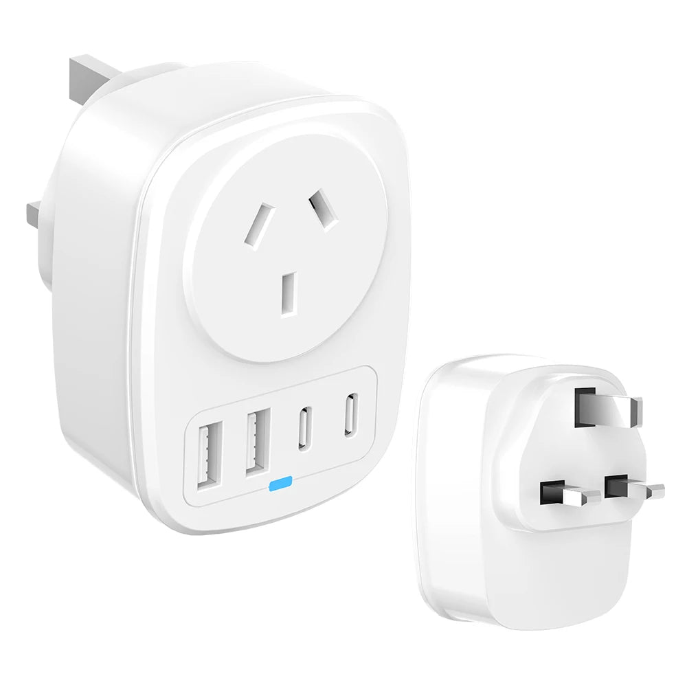 All-in-One Travel Adapter EU/UK/US/AU with 2 USB + 2 Type-C Ports