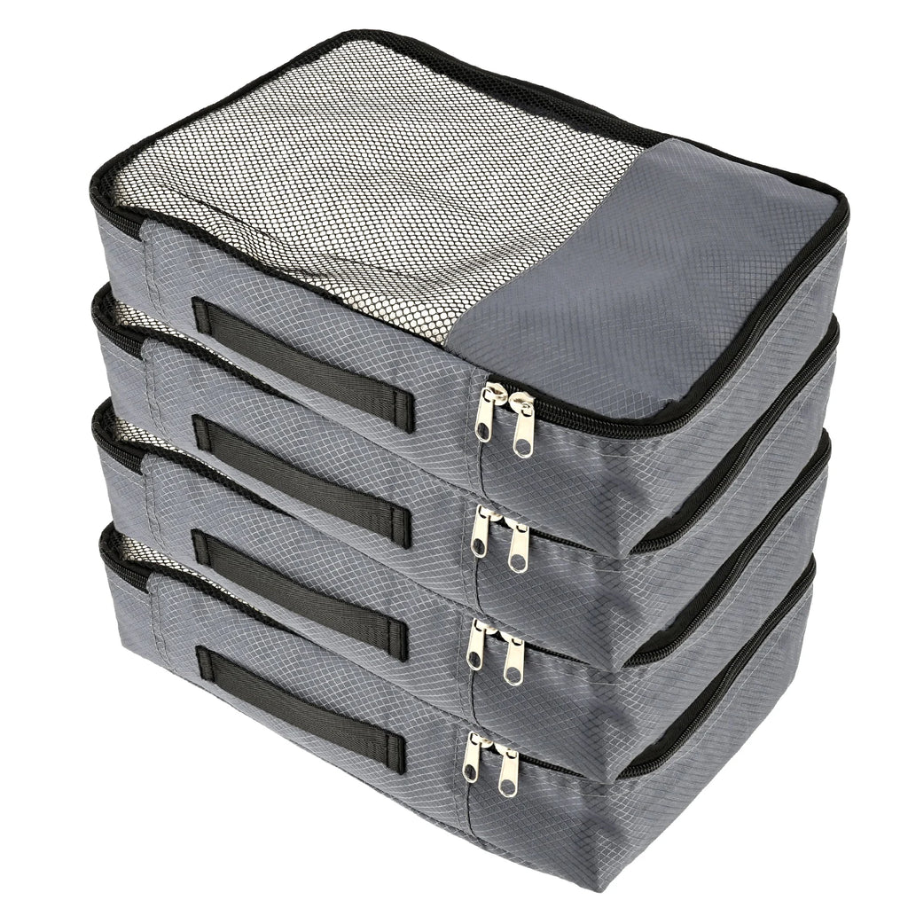 4-Piece Oxford Packing Cubes with Shoe Bag – Waterproof Mesh Travel Luggage Organizer