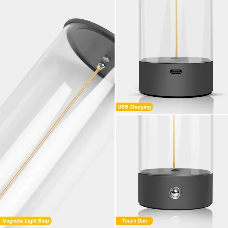 Cordless LED Table Lamp with Magnetic Adjustable Filament – 3-Mode Dimming