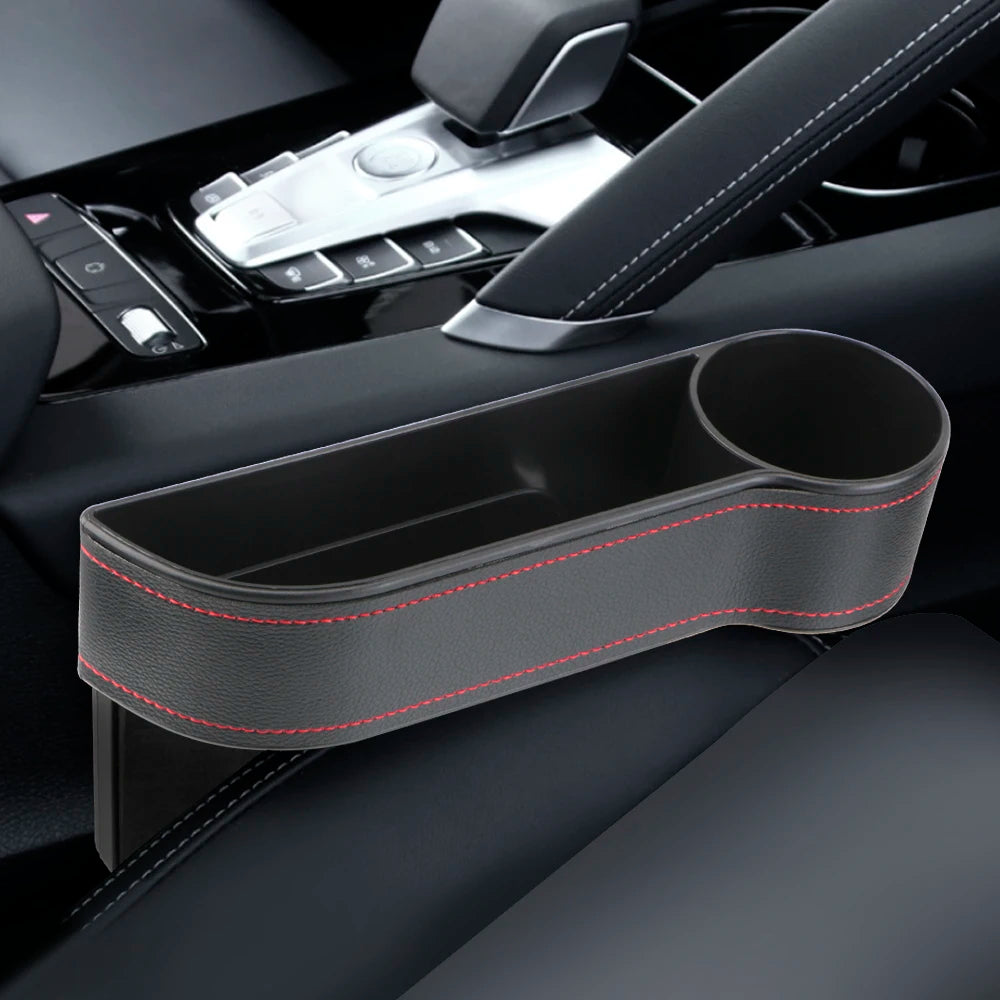 Leather Car Seat Gap Storage Box with Charging Hole