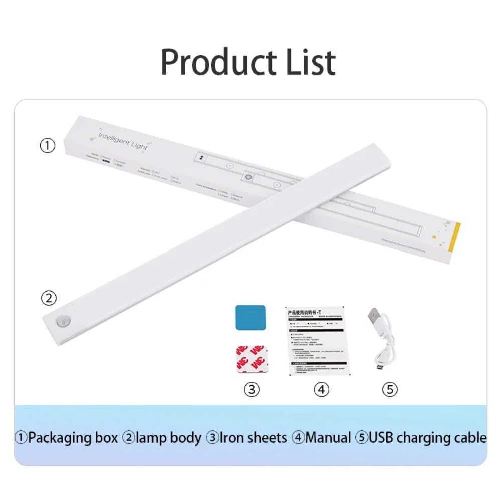 Slim Magnetic LED Strip Light – Motion Sensor, USB Rechargeable, 3-Color