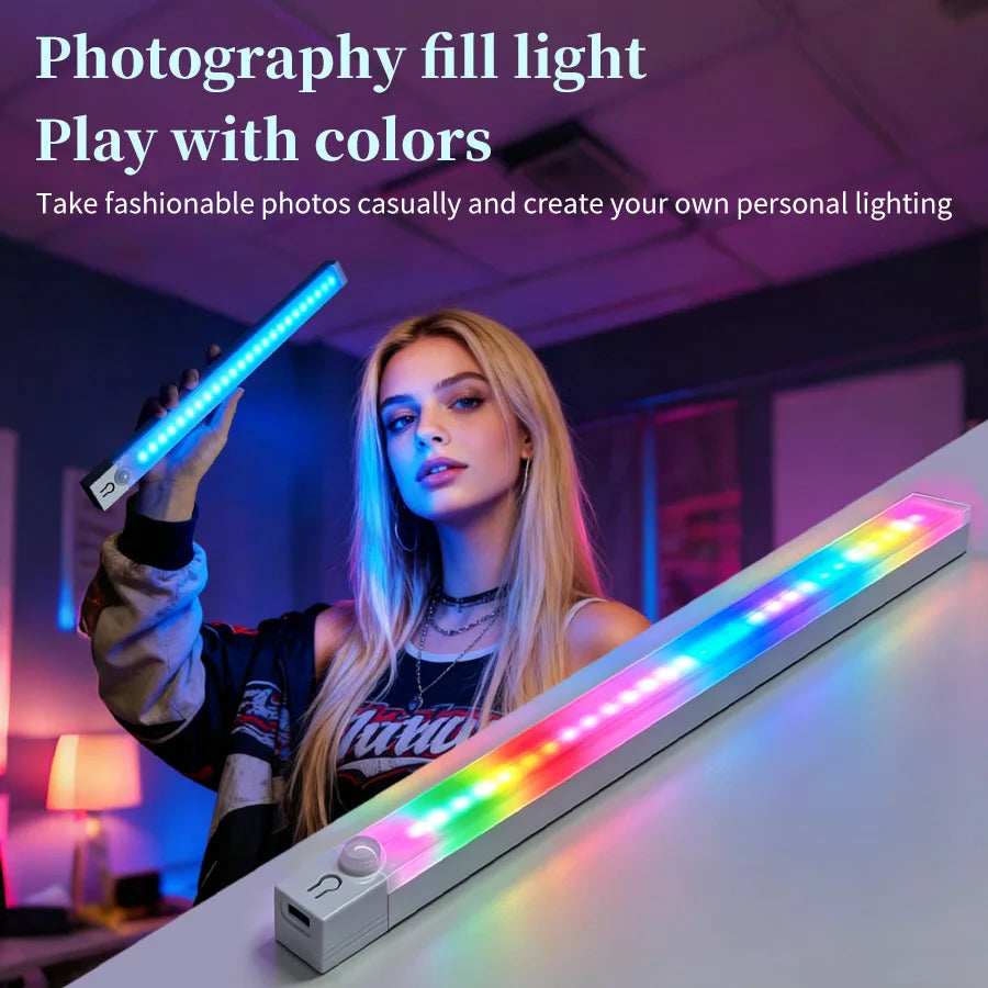 RGB Motion Sensor LED Light Bar – 5 Modes, Rechargeable, Gaming & Decor