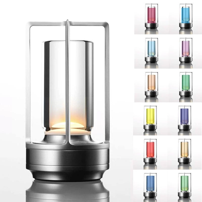 Industrial Cordless Table Lamp – RGB & 3-Color LED, Metal, Indoor & Outdoor