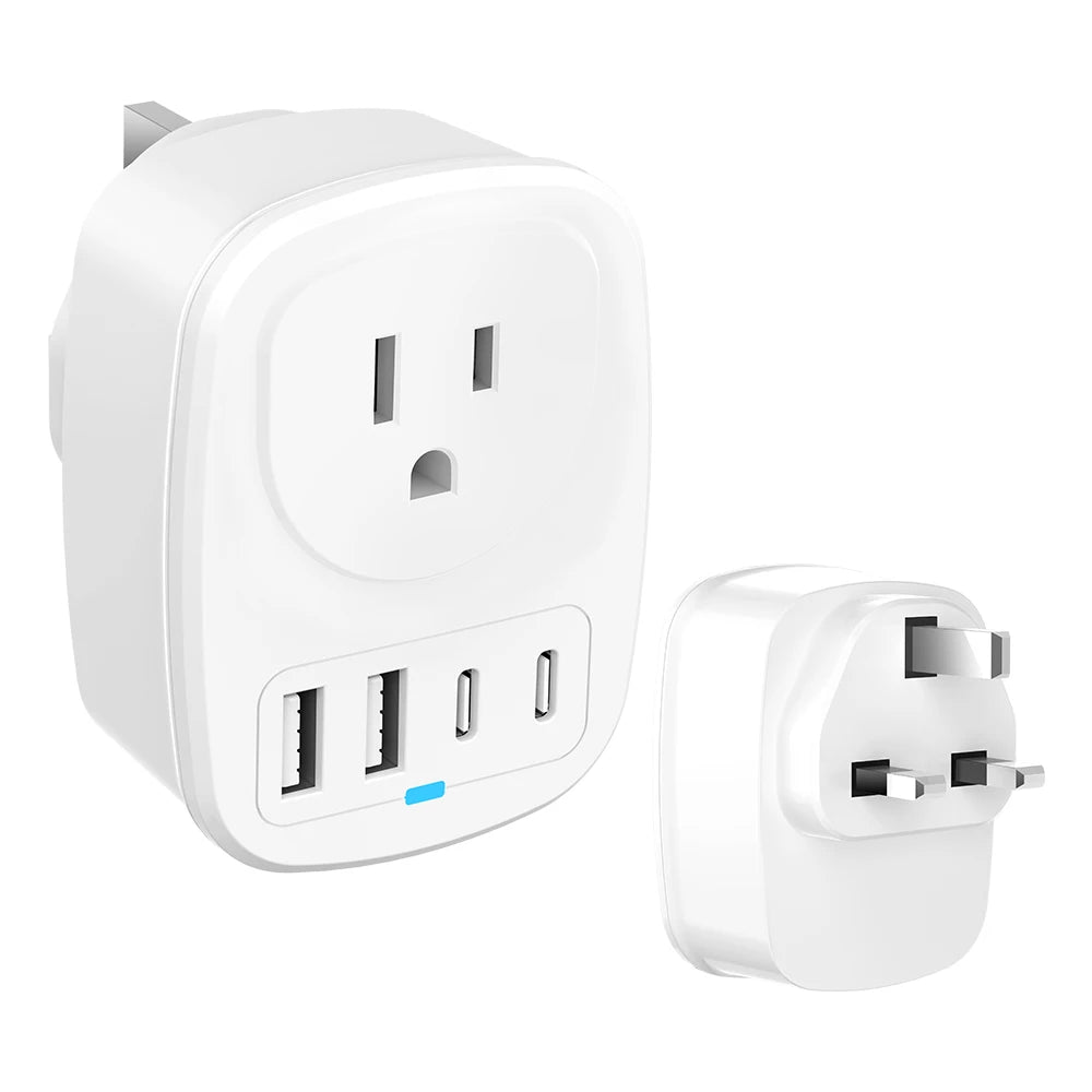 All-in-One Travel Adapter EU/UK/US/AU with 2 USB + 2 Type-C Ports