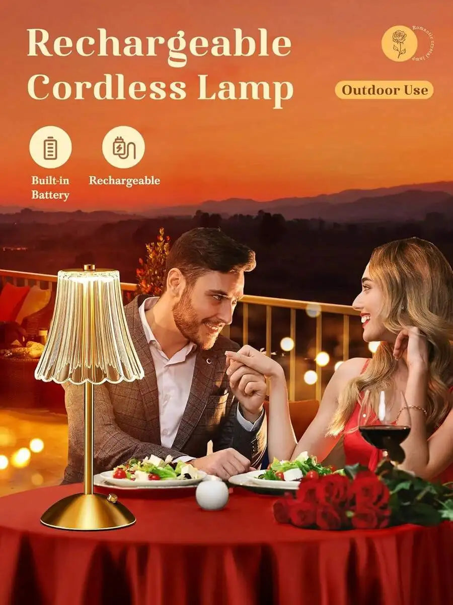 Cordless LED Table Lamp – USB Rechargeable, Gold Brass, Indoor/Outdoor