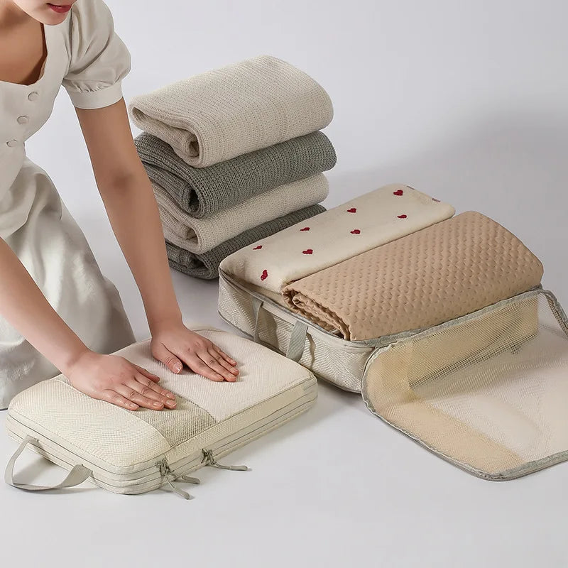 Expandable Compression Packing Cubes – Lightweight Travel Organizer Set for Suitcases