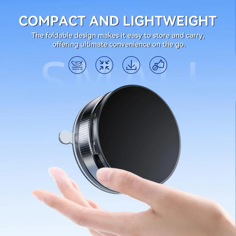 360° Magnetic Car Phone Holder – Foldable Suction Cup Mount for Dashboard & Mirror