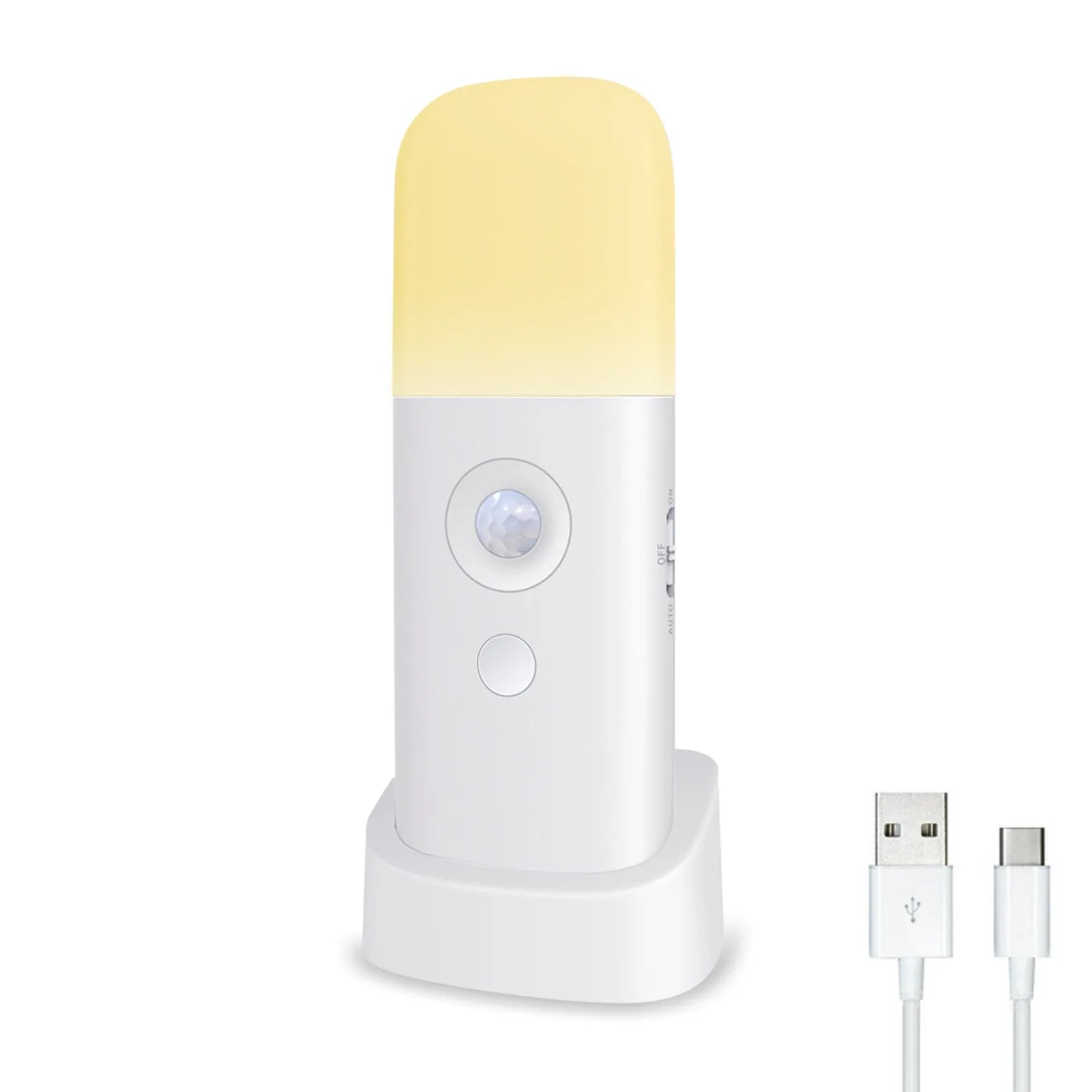 Motion Sensor Night Light Indoor USB Rechargeable Dimmable LED Light Portable Motion Activated Night Lamp for Kids Room Bedroom